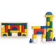 Set de Constructie Castel din Lemn, Blocuri Geometrice Colorate, Jucarie Educationala Montessori pentru Copii, Dezvolta Creativi