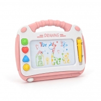 Masuta Tabla Magnetica 2 in 1 Colorata, Masa de Scris cu Tabla Alba Magnetica, Include Forme Magnetice Colorate si Creion, Joaca Educativa si Creativa pentru Copii de la 3 Ani, Roz