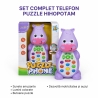 Telefon muzical pentru copii, Jucarie interactiva cu sunete si lumini, Mov