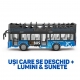 Autobuz Supraetajat Multicolor cu Sunete, Lumini și Uși Care se Deschid, Jucărie Interactivă Realistă pentru Copii, Vehicul Turi