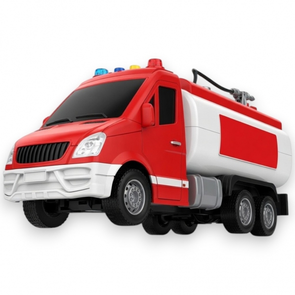 Mașină de Pompieri Roșie 29 cm cu Sunete, Lumini și Furtun de Apă, Jucărie Interactivă Utilaj de Intervenție pentru Copii, Vehic