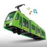 Tramvai Verde cu Uși care se Deschid, Frictiune, Sunete și Lumini 1:16, Jucărie Interactivă Realistică pentru Copii, Vehicul Urb