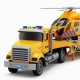 Camion Transportor cu Elicopter de Salvare, Jucărie Interactivă 2 în 1 pentru Copii, Camion cu Platformă și Elicopter Detasabil,