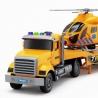 Camion Transportor cu Elicopter de Salvare, Jucărie Interactivă 2 în 1 pentru Copii, Camion cu Platformă și Elicopter Detasabil,