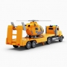 Camion Transportor cu Elicopter de Salvare, Jucărie Interactivă 2 în 1 pentru Copii, Camion cu Platformă și Elicopter Detasabil,