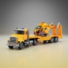 Camion Transportor cu Elicopter de Salvare, Jucărie Interactivă 2 în 1 pentru Copii, Camion cu Platformă și Elicopter Detasabil,