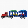 Trailer cu Frictiune, Lumini și Sunete + 4 Mașinuțe Incluse, Jucărie Interactivă Camion Remorcă pentru Copii, Vehicul de Transpo