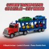 Trailer cu Frictiune, Lumini și Sunete + 4 Mașinuțe Incluse, Jucărie Interactivă Camion Remorcă pentru Copii, Vehicul de Transpo