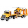 Camion Transportor cu Elicopter de Salvare, Jucărie Interactivă 2 în 1 pentru Copii, Camion cu Platformă și Elicopter Detasabil, Lumini și Sunete, Galben