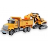 Set Camion cu Excavator, Sunete și Lumini, Jucărie Interactivă Utilaj de Șantier pentru Copii, Vehicul de Construcții cu Braț Mobil și Cupă, Efecte Luminoase și Sonore, Galben