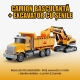 Set Camion cu Excavator, Sunete și Lumini, Jucărie Interactivă Utilaj de Șantier pentru Copii, Vehicul de Construcții cu Braț Mo
