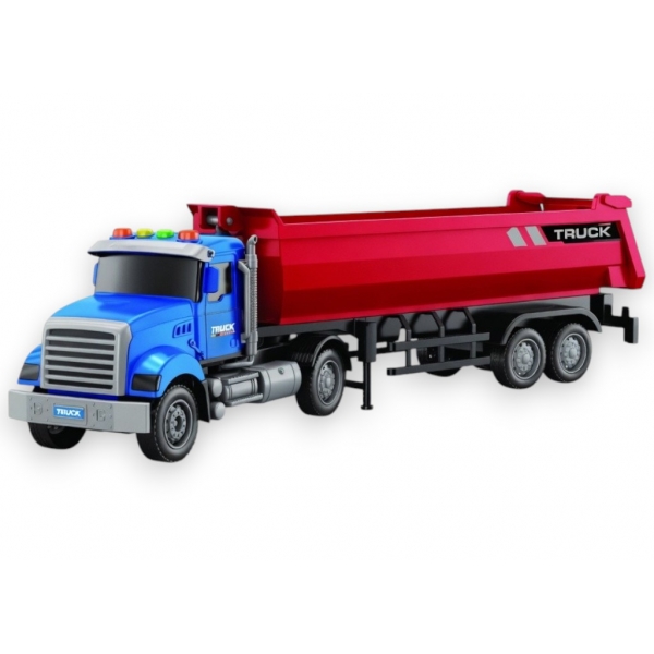 Camion American cu Frictiune, Lumini și Sunete, Jucărie Interactivă Realistică pentru Copii, Vehicul de Transport Mare cu Efecte