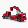 Camion american cu frictiune si excavator inclus, jucarie copii cu lumini si sunete, tir constructii cu utilaj, camion transport