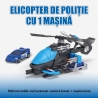 Set Politie Cu Elicopter Si Masina, Cu Frictiune, Lumini Si Sunete, Jucarie Interactiva 2 In 1 Pentru Copii, Vehicule De Interve