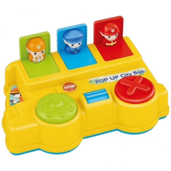 Jucarie Pop Up People Interactiva Cu Butoane Si Figurine Saritoare, Panou Activitati Cu Lumini Si Sunete, Joc Educativ Cu Forme 