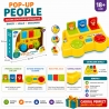 Jucarie Pop Up People Interactiva Cu Butoane Si Figurine Saritoare, Panou Activitati Cu Lumini Si Sunete, Joc Educativ Cu Forme 