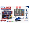 Set Elicopter Politie Cu Accesorii Oras Si Frictiune, Jucarie Interactiva City Suits Cu Semne Rutiere Si Figurine, Elicopter Pol