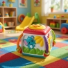 Cub Activitati Interactiv Pentru Copii Cu Pian Si Jocuri Educative, Jucarie Multifunctionala Cu Bile, Roti Si Butoane, Cub Multi