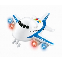 Avion Jucarie pentru Copii cu Inerție cu Efecte Luminoase și Sonore, 22 cm – Propulsie Rapidă pe Podea, Lumini LED Colorate, Sun