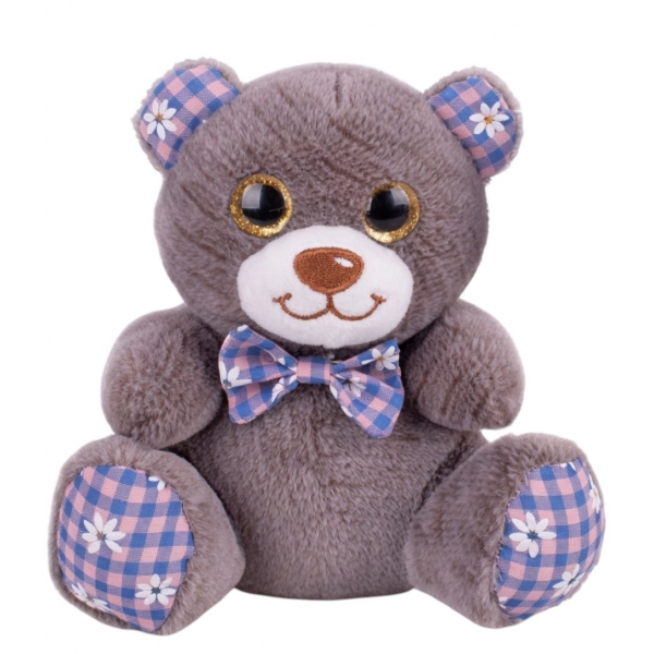 Jucarie de Plus pentru copii, Model Cățeluș cu Fundiță, Jucărie Moale și Sigură pentru Copii, 15 cm