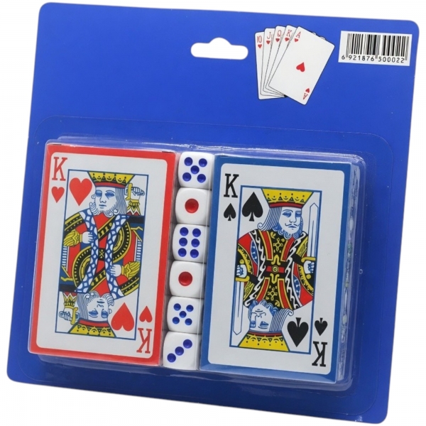 Set Joc Carti 2 Pachete Cu Zaruri Pentru Copii Si Adulti, Carti De Joc Clasice Poker Rummy Bridge Cu Accesorii Incluse, Set Dist