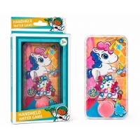 Joc De Apa Pentru Copii Cu Bile Si Buton Presiune, Water Game Portabil Cu Design Unicorn Si Activitate Interactiva, Jucarie Dist