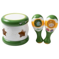 Set Instrumente Muzicale Copii Cu Toba Electrica Si 2 Maracas, Jucarie Muzicala Interactiva Cu Lumini Si Sunete, Set Ritm Si Per