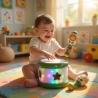 Set Instrumente Muzicale Copii Cu Toba Electrica Si 2 Maracas, Jucarie Muzicala Interactiva Cu Lumini Si Sunete, Set Ritm Si Per