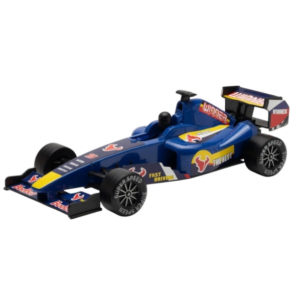 Mașină Formula 1, Mecanism pull-back, jucărie din plastic pentru copii, Albastru, 19 cm, 3+ ani