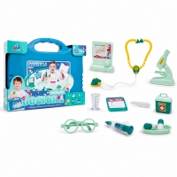 Gentuta Medicala Domnul Doctor, Cu Accesorii Medicale Si Instrumente De Joaca, Trusa Doctor Interactiva Cu Geanta Portabila Pentru Joc De Rol Educativ Si Dezvoltare Imaginatie Copii 3+ Ani, Albastru