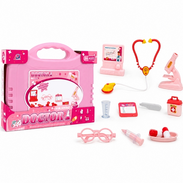 Gentuta Medicala Copii Doamna Doctor, Cu Accesorii Medicale Si Instrumente De Joaca, Trusa Doctor Interactiva Cu Geanta Portabil
