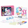 Tabla De Desen Cu Lumini 3D Unicorn Pentru Copii, Set Creativ Cu Ochelari Si Sabloane Pentru Desen Luminos, Jucarie Interactiva 