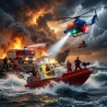 Set Joaca Rescue Team Copii Cu Barca De Salvare Elicopter Si Figurine, Jucarie Interactiva Echipaj Interventie Pentru Joc De Rol
