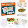 Joc Educativ Mushroom Nail Dinosaur Series pentru Copii, Mozaic Creativ cu Pioni Colorati si Tabla Perforata, Set Interactiv cu 