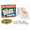 Joc Educativ Mushroom Nail Dinosaur Series pentru Copii, Mozaic Creativ cu Pioni Colorati si Tabla Perforata, Set Interactiv cu 