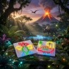 Joc Educativ Mushroom Nail Dinosaur Series pentru Copii, Mozaic Creativ cu Pioni Colorati si Tabla Perforata, Set Interactiv cu 