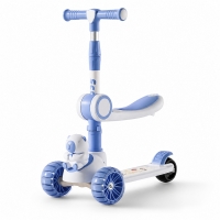 Trotineta Evolutiva 3 in 1 Capybara pentru Copii cu Scaun Rabatabil, Roti din Silicon cu LED si Rulmenti ABEC7, Ghidon Reglabil 