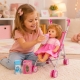 Papusa Baby Doll cu Carucior pentru Copii, Set Jucarie cu Papusa Bebelus si Accesorii pentru Ingrijire, Carucior Pliabil pentru 