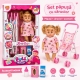 Papusa Bebelus cu Carucior pentru Copii, Set Baby Doll cu Accesorii pentru Ingrijire si Hranire, Jucarie Interactiva pentru Feti
