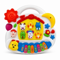 Jucarie Muzicala Interactiva in Forma de Casuta pentru Copii, Pian Educativ cu Animalute, Lumini si Sunete, Centru de Activitati cu Taste Colorate si Elemente Interactive, Jucarie Educativa Copii 3+ Ani, Multicolor