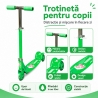 Trotineta Pliabila pentru Copii cu Cadru Metalic si 3 Roti LED, Ghidon Rotativ 360° Reglabil pe Inaltime, Frana Mecanica Spate, 