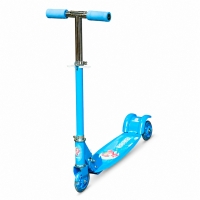 Trotineta Pliabila pentru Copii cu Cadru Metalic si 3 Roti LED, Ghidon Rotativ 360° Reglabil pe Inaltime, Frana Mecanica Spate, 