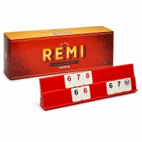 Joc Remi Clasic Din Lemn Cu 104 Piese Pentru Copii Si Adulti, Joc De Societate Pentru 2-4 Jucatori, Set Remi Cu Table Din Lemn, 