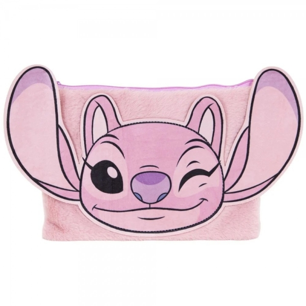 Penar Pufos și Echipat, Disney Stitch, Roz – Penar Plușat cu Carnetel, Creion, Markere și Gumă, Design 3D Stitch, Dimensiune 21 