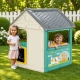 Casuta De Joaca Pentru Copii 125x100x104 CM Pentru Interior Si Exterior, Casuta Din Plastic Cu Usa Si Ferestre Functionale, Spat