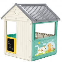 Casuta De Joaca Pentru Copii 125x100x104 CM Pentru Interior Si Exterior, Casuta Din Plastic Cu Usa Si Ferestre Functionale, Spat