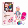 Papusa Bebelus Cu Cosulet Pentru Copii, Set Papusa Cu Scaun Transport Si Accesorii Pentru Joaca, Papusa Interactiva Pentru Jocur
