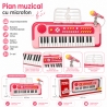 Orga Muzicala Cu Microfon Pentru Copii, Pian Electronic Cu Clape Si Functii Muzicale, Keyboard Interactiv Pentru Inregistrare Si