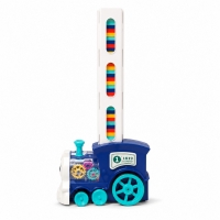Joc Domino Cu Locomotiva Automata Pentru Copii, Tren Cu Ordonare Automata Piese Domino, Jucarie Interactiva Cu Sunete Si Directie Controlabila, Set Domino Educativ Pentru Joaca Creativa Si Distractiva, Albastru