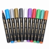 Set 10 Carioci Metalice Tip Brush Pentru Desen Si Decorare, Markere Cu Varf Pensula Si Culori Metalizate, Carioci Pentru Hartie, Carton, Lemn, Piatra Si Majoritatea Suprafetelor, Accesorii Creative Pentru DIY, Multicolor